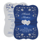 Invitation de mariage | Bleu royal argent, Floral,