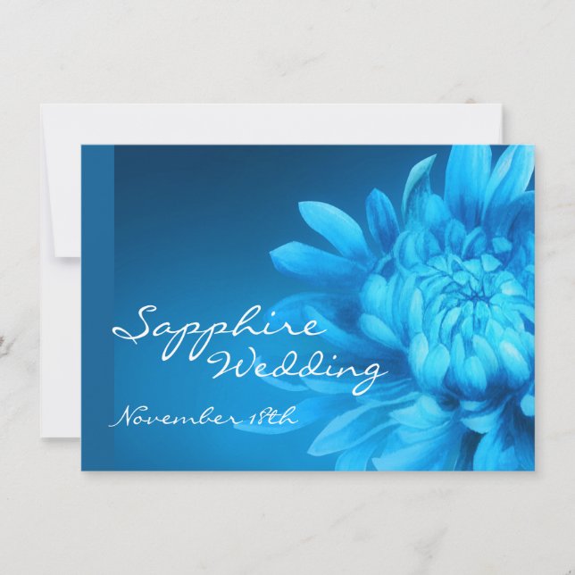 Invitation de mariage bleu saphir 45e (Devant)