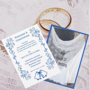 Invitation de mariage Bleu Saphir Cloches à Scroll