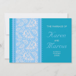 Invitation de mariage Blue Spice Paisley 5x7