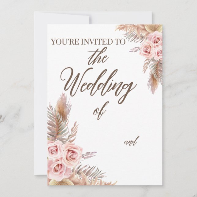 Invitation de mariage bohème (Devant)