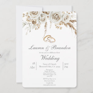 Invitation de mariage bohème blanche de la Pampa