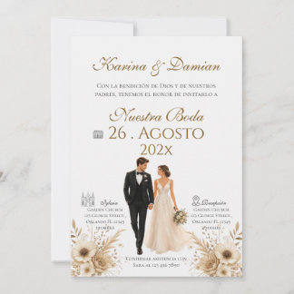 Invitation de mariage bohème espagnol