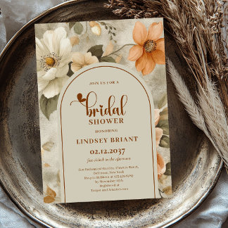 Invitation de mariage boho floral sauge terrien
