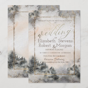 Invitation de mariage bois forêt arbre  