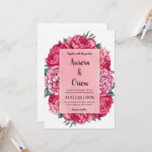 invitation de mariage botanique à fleurs roses cha