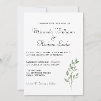 Invitation de mariage botanique avec code QR et ph