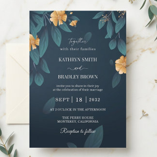 Invitation de mariage botanique sombre