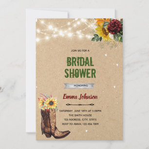 Invitation de mariage bottes de cowgirl de grange