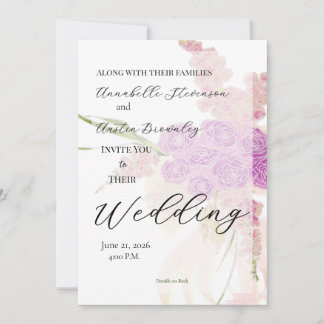 Invitation de mariage Bouquet à ruban en soie La B