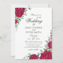 Invitation de mariage budget floral Roses
