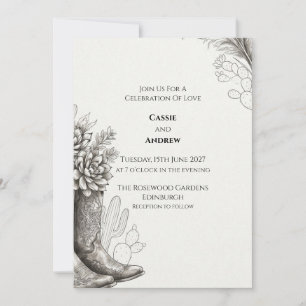 Invitation de mariage Cactus Bottes de Cowboy Occi