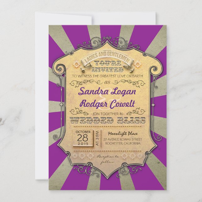 invitation de mariage carnaval violet (Devant)