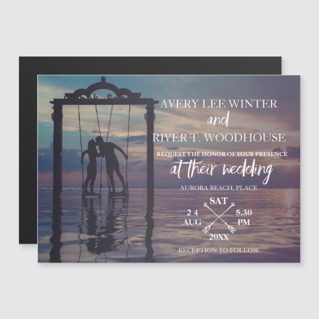 Invitation de mariage Carte photo Flèches (Devant / Derrière)