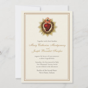 Invitation de mariage catholique du Sacré-Cœur 
