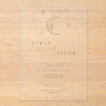 Invitation de mariage céleste étoile et lune