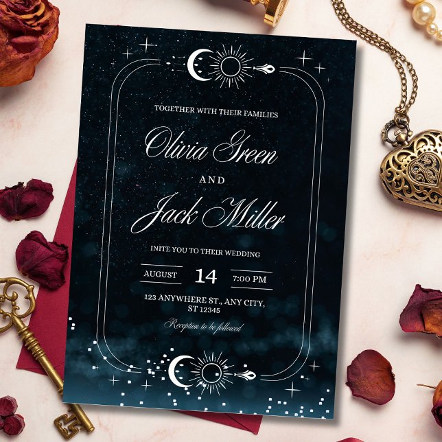 Invitation de mariage céleste Nuit étoilée, Galaxi (Créateur téléchargé)