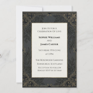 Invitation de mariage celtique folk sarcelle