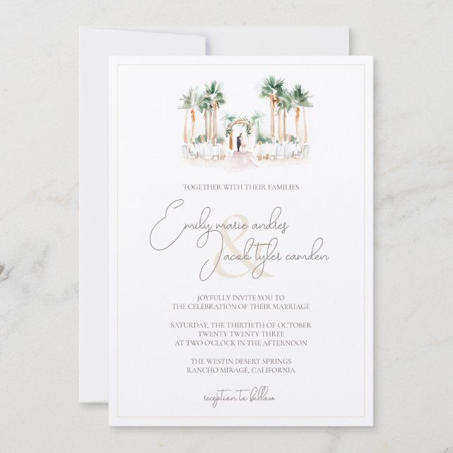 Invitation de mariage - Cérémonie des palmiers en  (Devant)