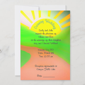 Invitation de mariage champêtre avec illustration 