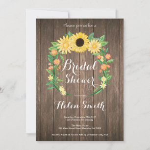 Invitation de mariage champêtre avec tournesols