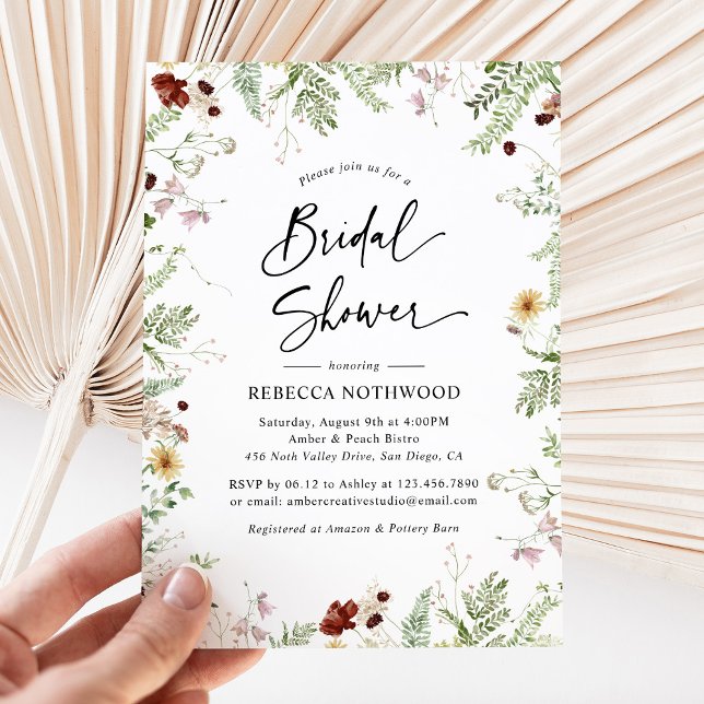 Invitation de mariage champêtre bohème avec fleurs (Créateur téléchargé)