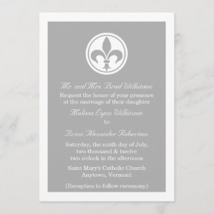 Invitation De Mariage Chic Fleur De Lis, Gris
