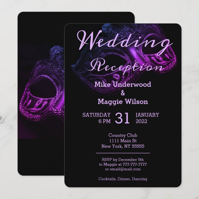 Invitation de mariage chic pour une soirée (Devant / Derrière)