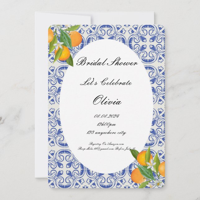 Invitation de mariage Citrus Orange  (Devant)