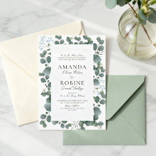 Invitation de mariage classique au eucalyptus