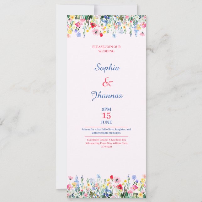 invitation de mariage colorée pour la saison print (Devant)