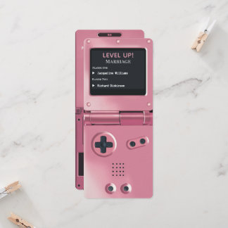 Invitation de mariage console de jeu rétro rose II