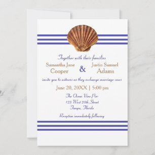 Invitation de mariage - Coquillage nautique