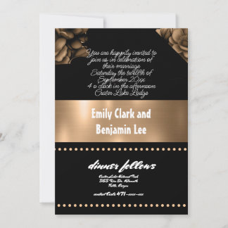 invitation de mariage couleur or floral