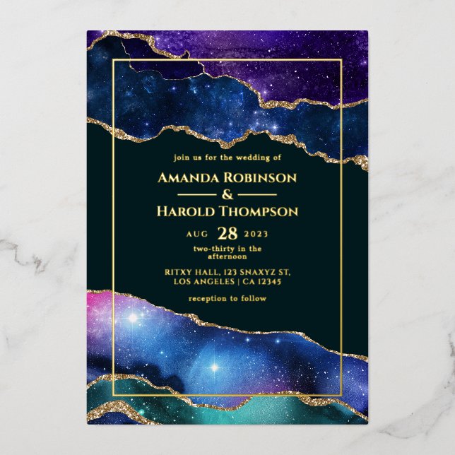 Invitation de Mariage d'agate Galaxy (Recto)