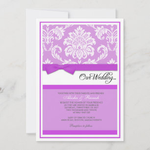 Invitation de mariage damassé dans le pourpre