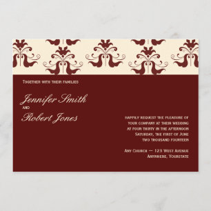 Invitation de mariage damassé de Bourgogne et de