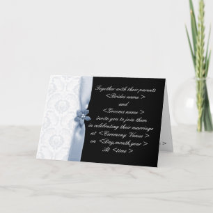 Invitation de Mariage damassé en bleu clair et noi