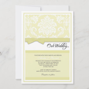 Invitation de mariage damassé en crème
