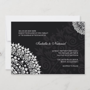 Invitation de Mariage damassé noir et blanc