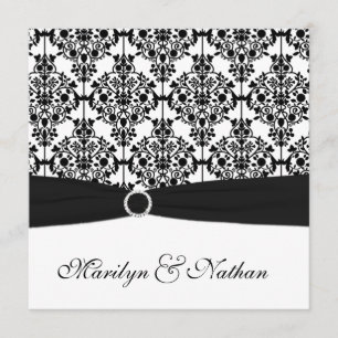 Invitation de Mariage damassé noir et blanc
