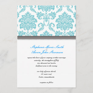 Invitation de Mariage damassé Turquoise