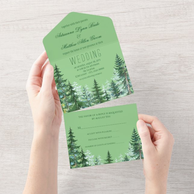 Invitation de mariage dans l'arbre du sapin (Déchirure)