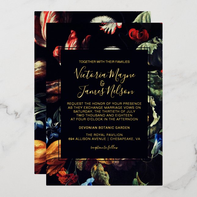 Invitation de mariage dans le jardin de minuit (Recto/Verso)