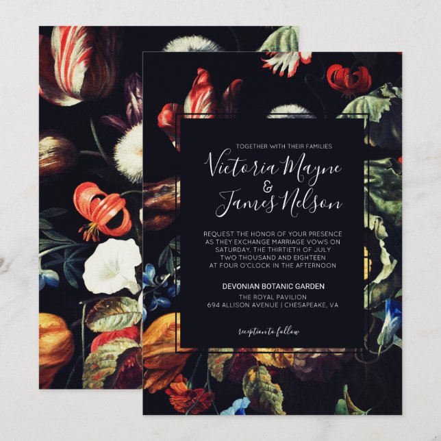 Invitation de mariage dans le jardin de minuit (Devant / Derrière)