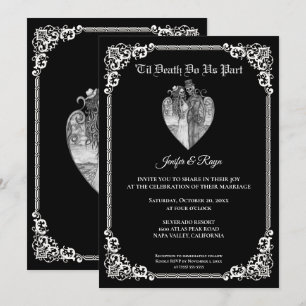 Invitation de mariage Dark Gothic Halloween squele