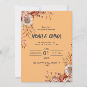 Invitation de Mariage de automne Brown simple et c