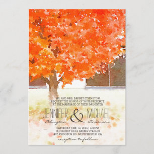 Invitation de mariage de automne du feuille
