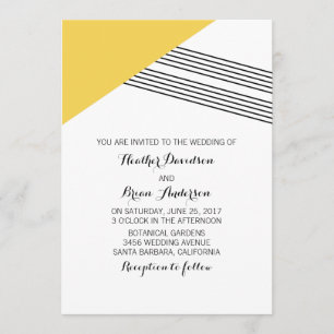 Invitation de mariage de bande géométrique jaune