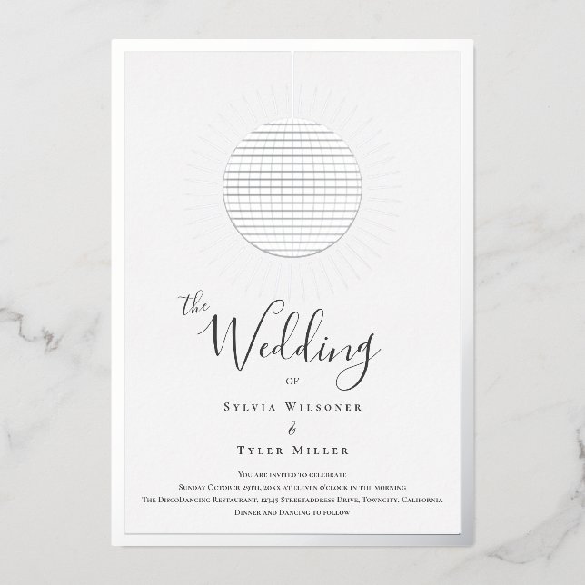 Invitation de Mariage de boule Disco Foil (Recto)